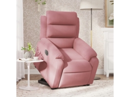 Vidaxl Poltrona Reclinável Elevatória Elétrica Veludo Rosa