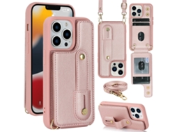 Suporte Casa Pega Ouro Para Iphone 15 Pro Max Pele Sintética Com Porta-cartões Rosa