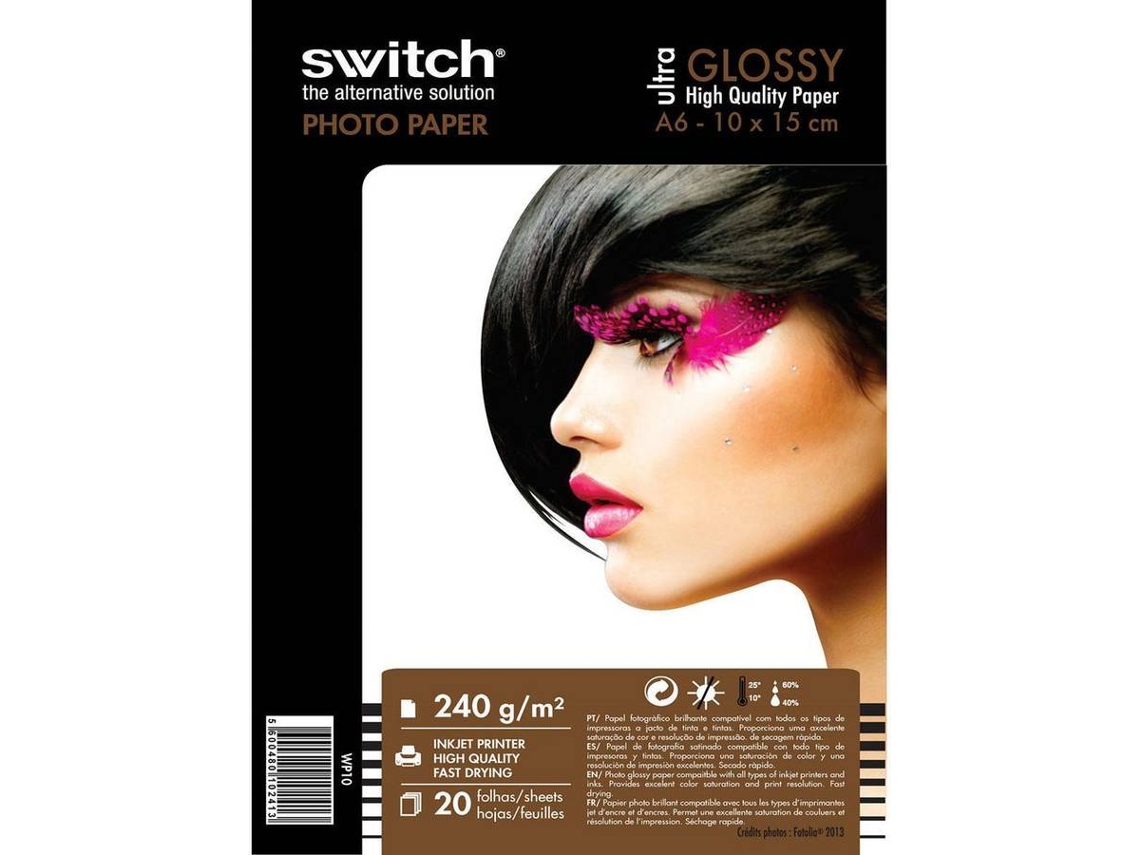 Papel Fotográfico SWITCH Ultra Glossy Brillante Blanco A6 (10 x 15 cm - 240 g/m²)