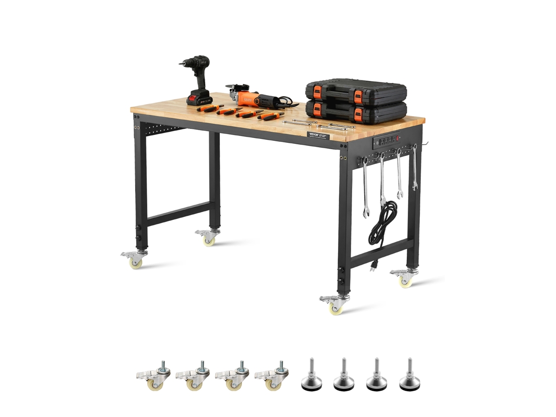 Bancada de trabalho Vevor 1220 x 610 x 711 mm com altura ajustável de 1003 mm para oficina ou garagem