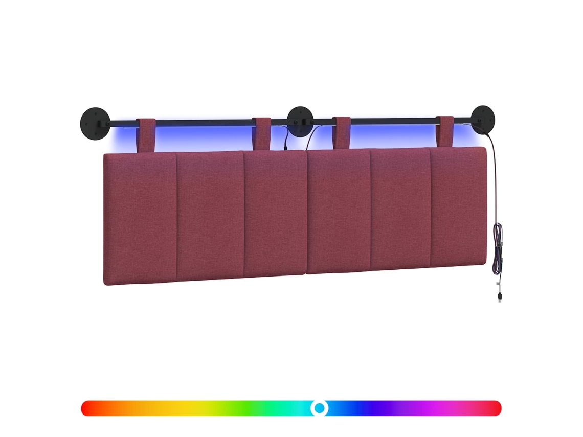 Conjunto 1 Cabeceira Suspensa Vidaxl Vermelho Veludo (130 X 55 X 5 Cm)