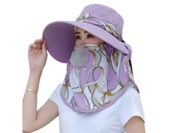 Chapéu de Proteção Solar Feminino Aba Larga Upf50+ com Cobertura Facial e Pescoço Roxo