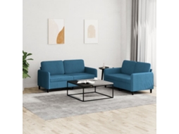 Conjunto 2 Pcs de Sofás Veludo Azul PANGSHIYUAN