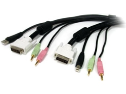 Adaptador STARTECH (DVI, USB B e Jack 3.5mm - DVI, USB B e Jack 3.5mm - 1.8 m - Preto)