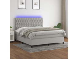Vidaxl Cama Box Spring C/ Colchão E Led 180x200 Cm Tecido Cinza-claro