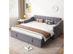 Sofá cama 90/180 Veludo Cinza Tomada Bolsos