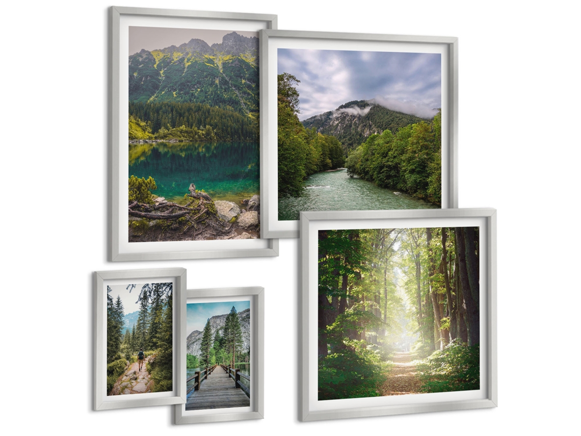 Conjunto De Pinturas Paisagens De Montanhas E Trilhas Florestais Espelharte (5 Peças)
