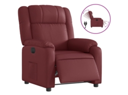 Poltrona reclinável elétrica VIDAXL couro artificial vermelho tinto