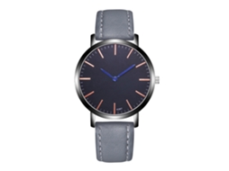Relógio de pulso masculino Zhoulianfa, quartzo analógico, pulseira de PU cinza.