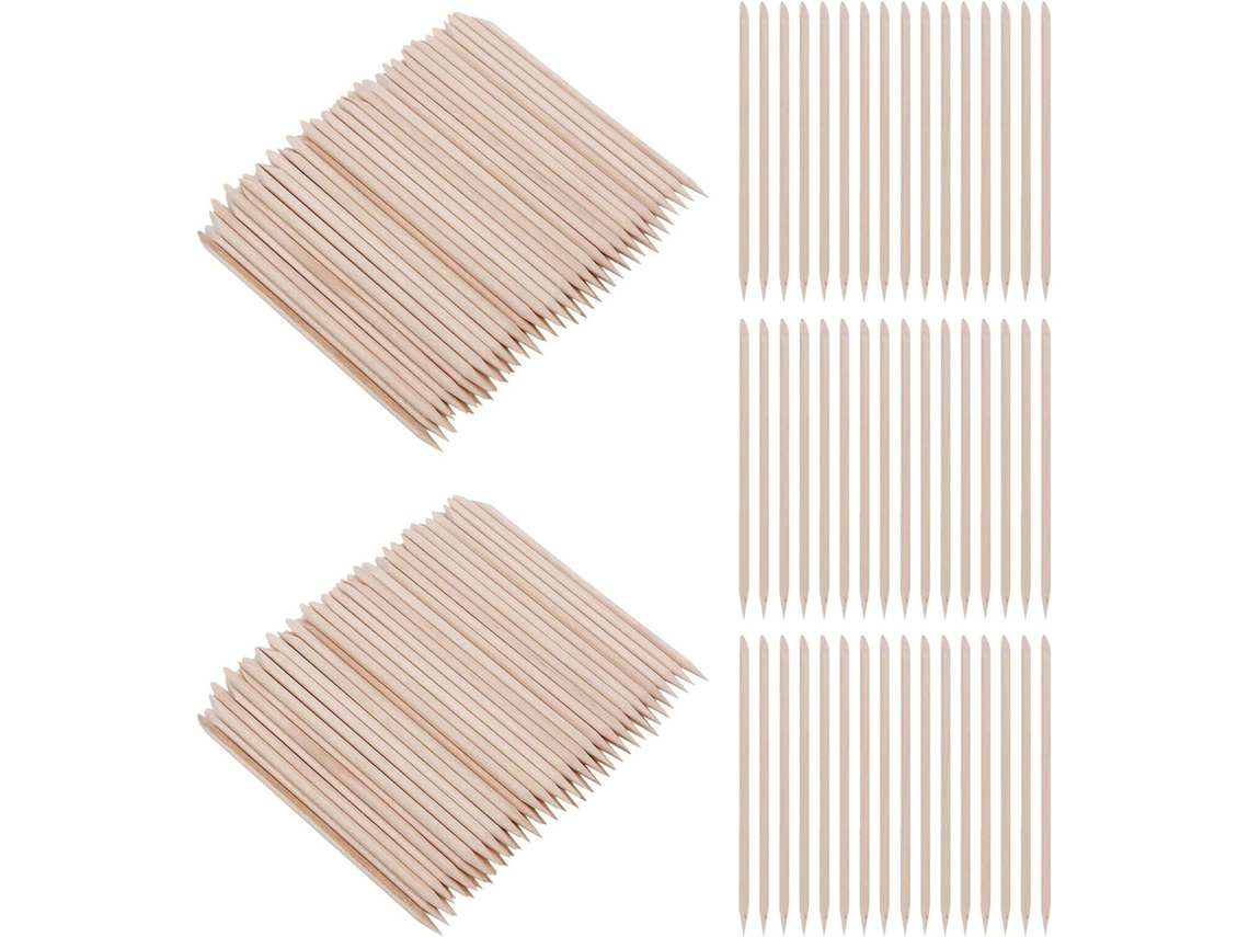 Palitos De Madeira Para Empurrar Cutículas, Dupla Face, 15 Cm