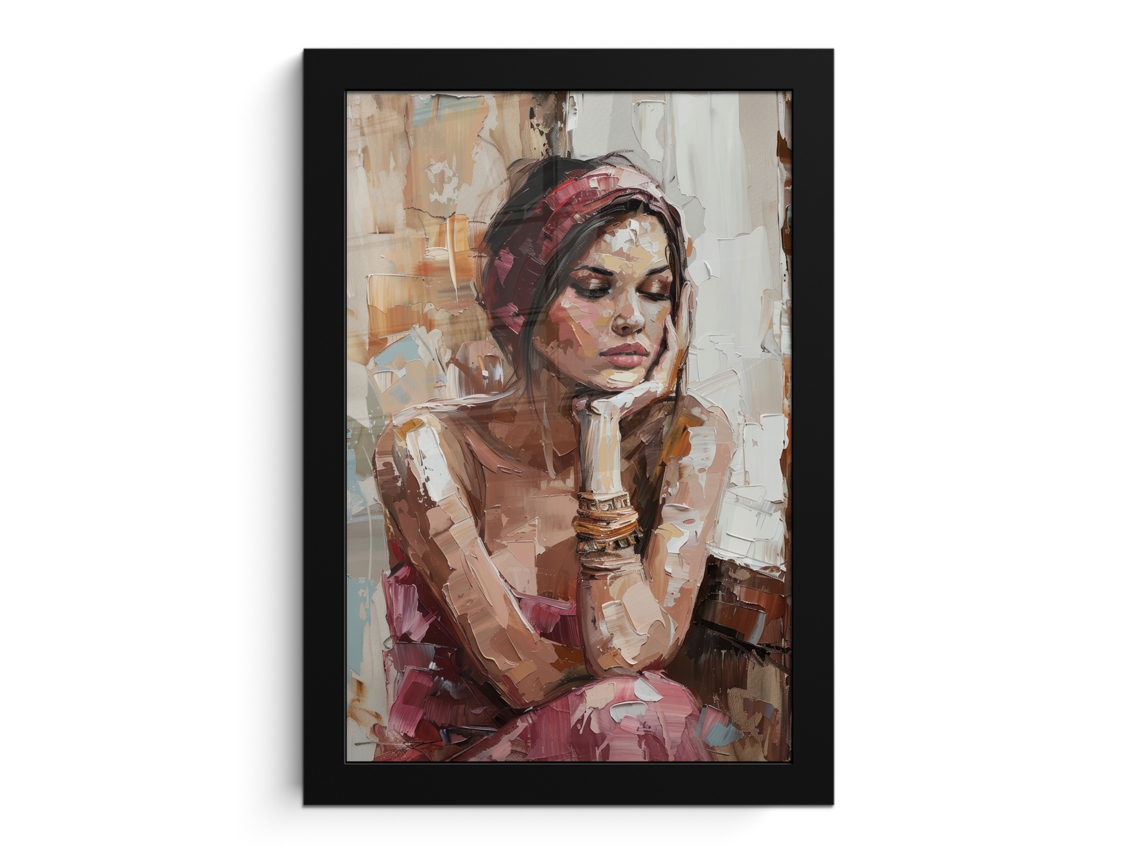 Poster Emoldurado Mulher - Pintura - Retrato - Moderno 20x30 Cm