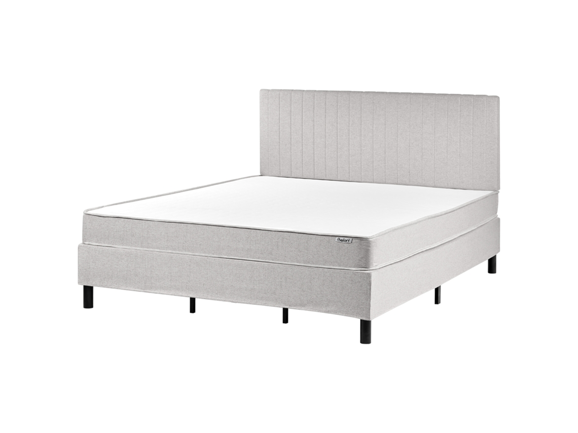 Cama Continental Beliani Countess De Tela Gris 181x201x114