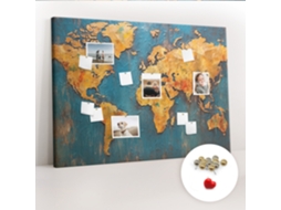 Painel De Cortiça Para Parede Mapa-múndi Decorativo Para O Quarto Das Crianças Espelharte (140x100 Cm)