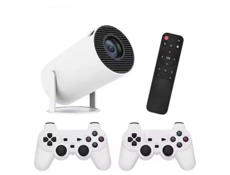 Projetor Redondo Ultra Hd Com Consola De Jogos Retro 2 Comandos Clickonit