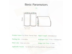 Papel Térmico Adesivo 77x30mm Sem BPA 3 Rolos | S/MARCA