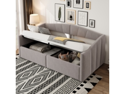 Sofá Cama Polster 90x200cm Com Sistema Hidráulico Braços Samt Cinza Claro