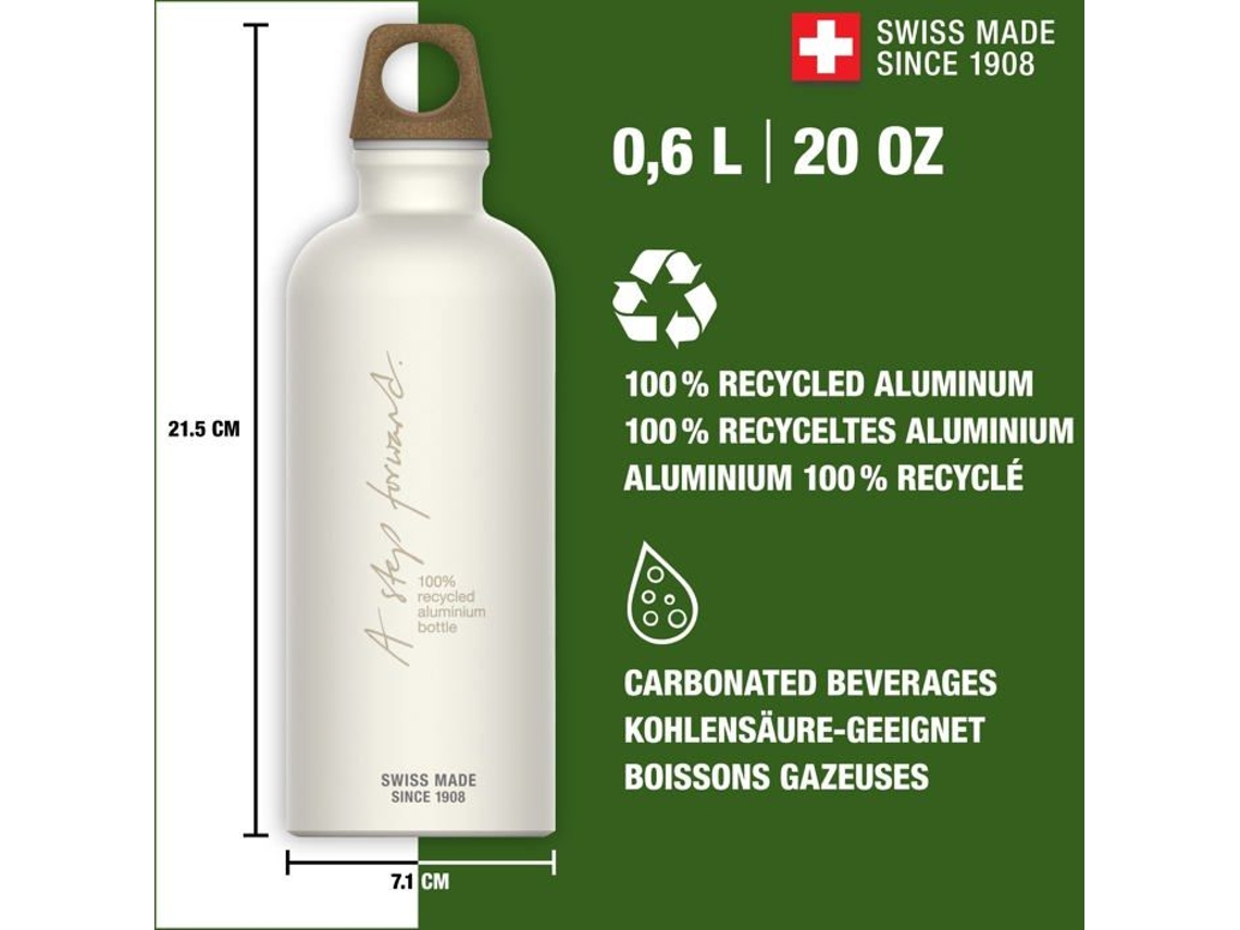 Garrafa - Sigg - 6002.80 - Alumínio 100% Reciclado - 0,6 L - Hermética E Lavável À Mão