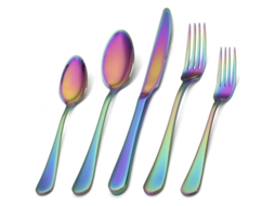 2026 set de Talheres de Aço Inoxidável com 5 Peças, Utensílios de Cozinha, Lava louças, Lar e Restaurante, Multicolorido