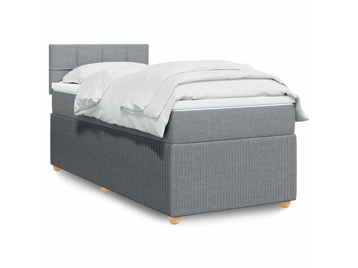 Vidaxl Cama Com Molas/colchão 90x190 Cm Tecido Cinzento-claro