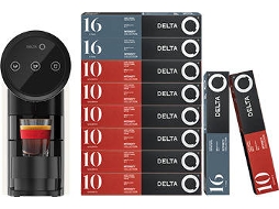 Máquina de Café DELTA Q Iconiq  + 7 Tubos Qalidus + 3 Tubos Uniq (até 190 cápsulas - 19 bar - Branco)