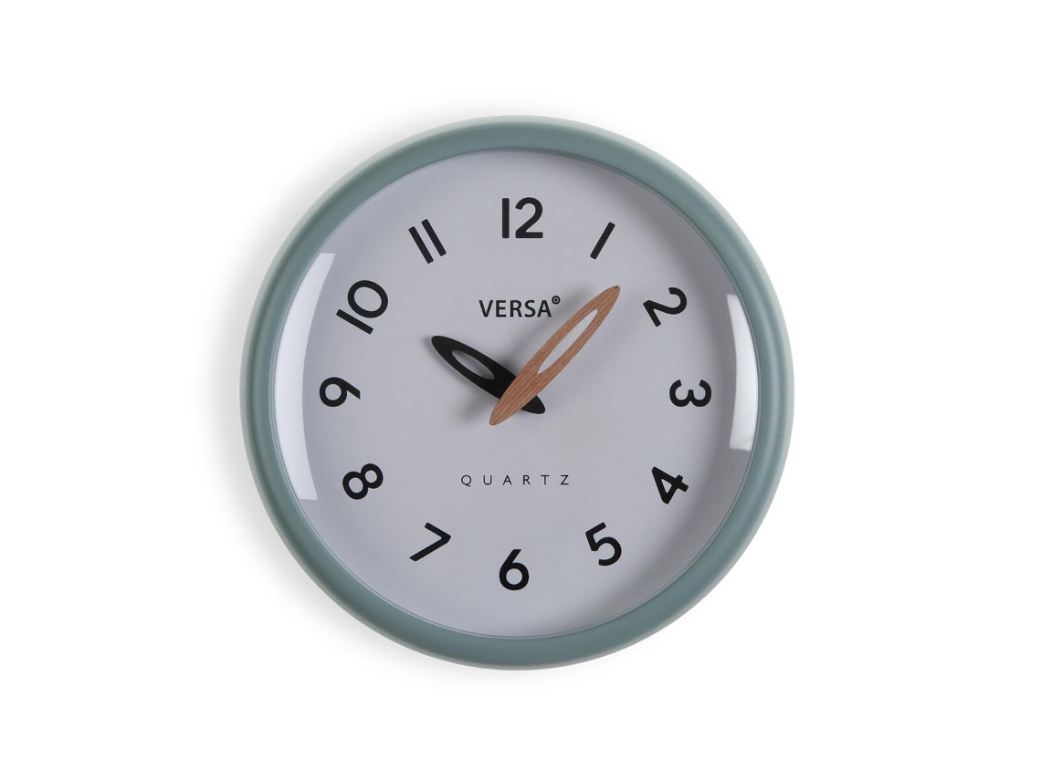 Relógio De Parede Versa Branco Verde Plástico