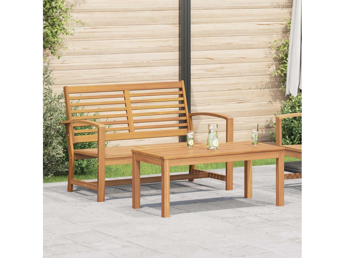 Vidaxl Conjunto De Banco De Jardim E Mesa 2 Peça Castanho