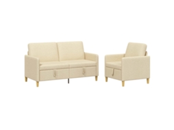 Conjunto de Sofá com Armazenamento 2 Pcs Creme Poliéster SYFAX