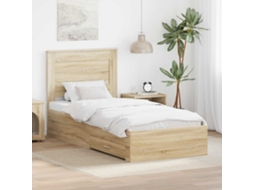 Vidaxl Estrutura Da Cama Manual Carvalho Sonoma E Prata 75 X 190 Cm