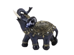 Estatueta de elefante em resina Baok, estátua Feng Shui para atrair dinheiro, decoração para casa, presente de boas-vindas, azul G