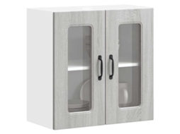 Vidaxl Armário De Parede De Cozinha Porta Vidro Kalmar Cinza Sonoma