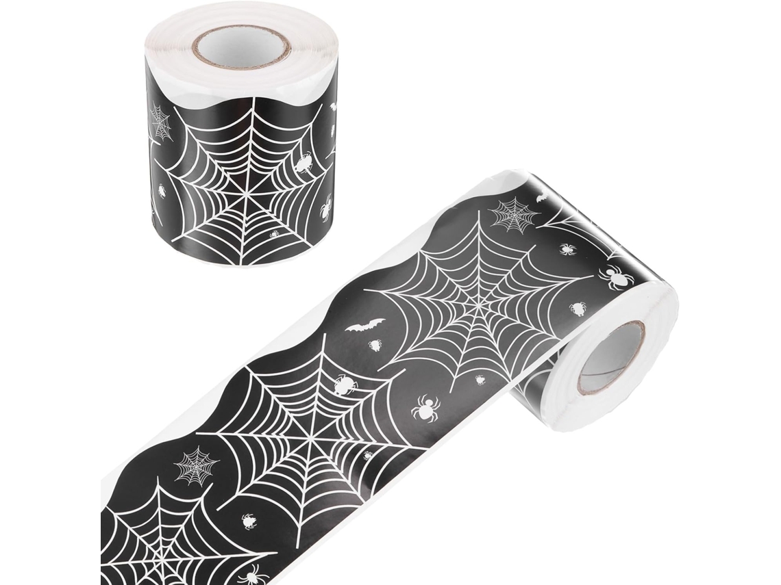 Borda Decorativa Halloween Para Mural De Avisos 20 Metros, Ornamento Com Teia Aranha Decoração Janela, Parede