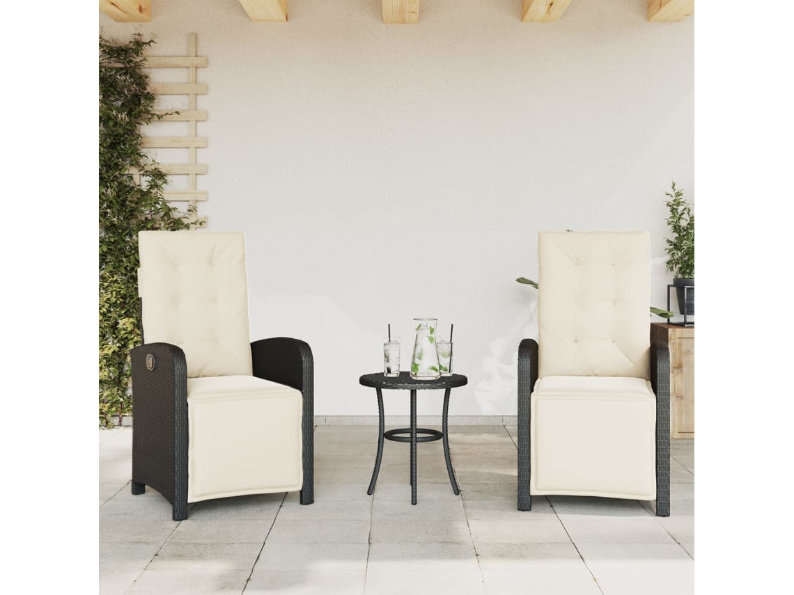 Cadeiras Jardim Reclináveis 2 Pcs C/ Apoio De Pés Vime Pe Preto Dkd Home Decor