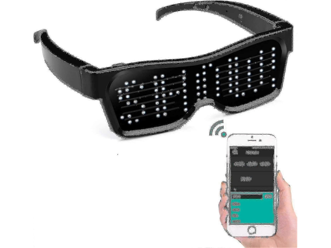 Óculos de LED com Bluetooth, conectados a aplicativo, com display de LED, óculos inteligentes e estilosos para montar você mesmo.