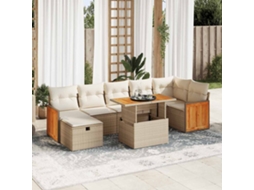 Vidaxl 5 Pcs Conjunto De Sofás P/ Jardim Com Almofadões Vime Pe Bege