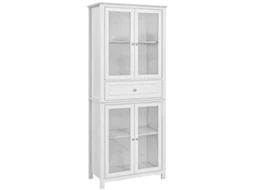 Armário de Cozinha Mdf e Vidro Temperado Cor Branco 74x35,5x181,5 cm Homcom