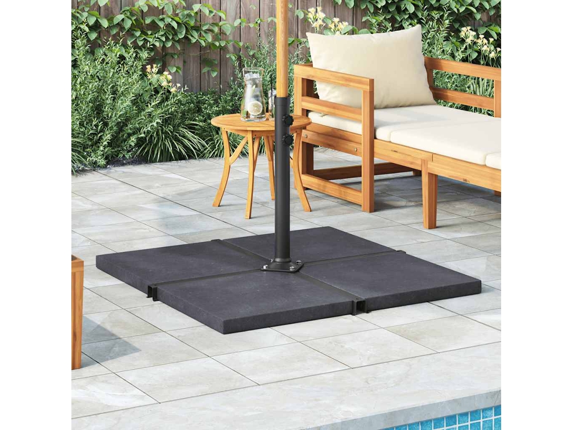 Vidaxl Base Para Guarda-sol Quadrada Em Granito 25 Kg Preto