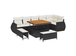 Conjunto 9 Conjunto De Sofá De Jardim Vidaxl Preto Vime Pe (100 X 100 X 71 Cm)