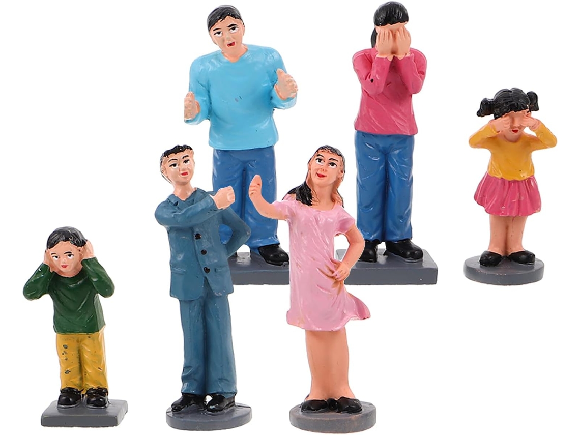 Conjunto 6 Esculturas Figuras Familiares Resina Durável Resistente Desbotamento Deformação Decorações GOKOCO