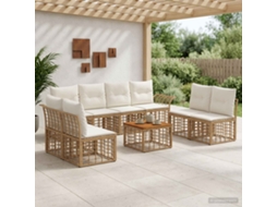 Vidaxl Conjunto De Sofás Para Exterior 9 Unid. Natural E Branco Creme