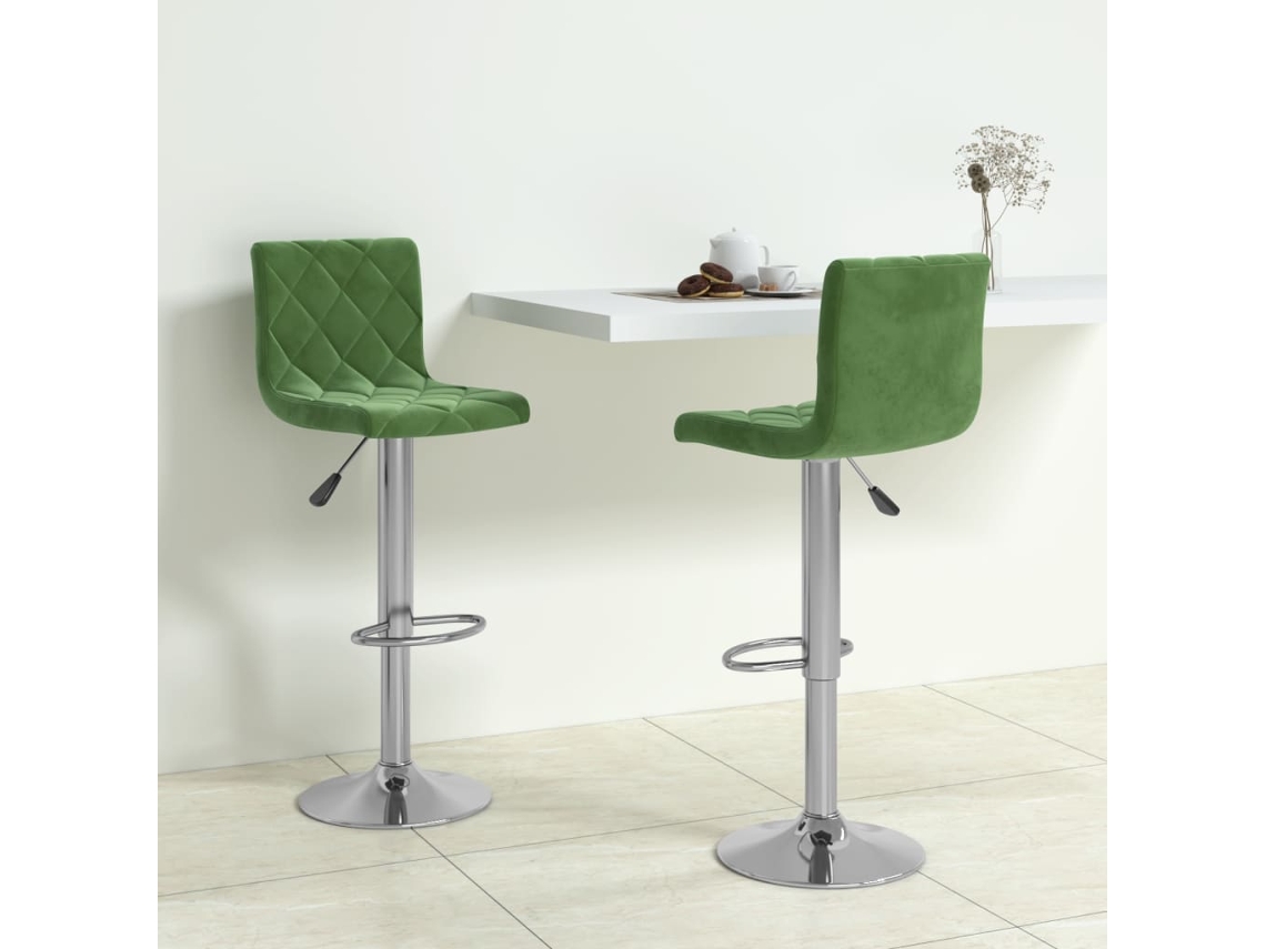 Vidaxl Bancos De Bar 2 Pcs Veludo Verde-escuro