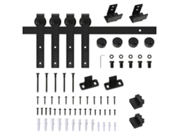 Ferragens para Portas de Correr 183 Cm Kit para Porta de Correr Dupla em Madeira Largura 45 Cm Aço Carbono Preto Ge