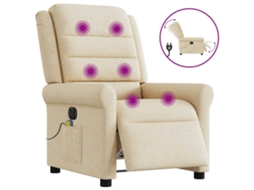 Electric Massage Recliner Chair, Electric Massage Recliner Chairs Vidaxl Creme Tecido