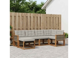 Vidaxl Conjunto De Sofás Para Exterior 6 Pcs Natural E Cinzento-claro