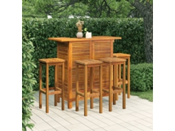 5 Pcs Conjunto De Bar Para Jardim Madeira De Acácia Maciça Dkd Home Decor
