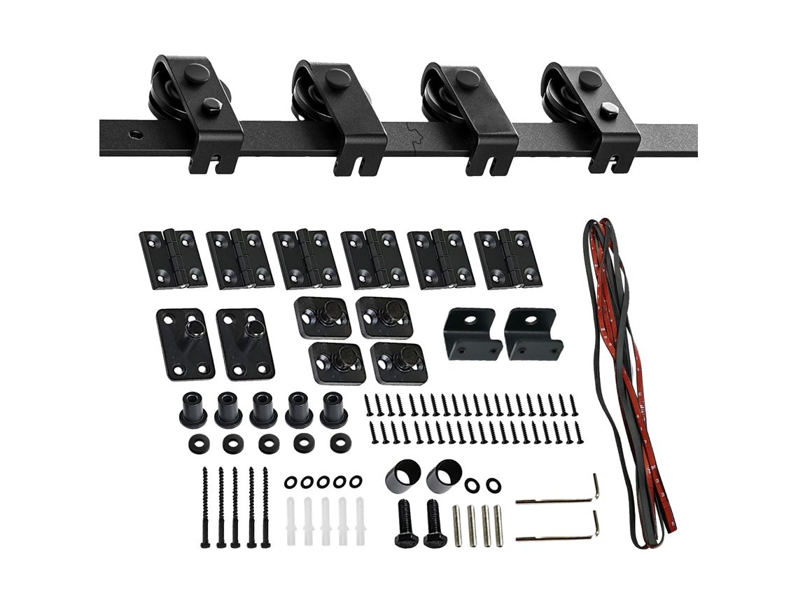 Kit De Ferragens Para Porta De Celeiro Deslizante, Aço Carbono, Operação Suave, 58 Polegadas