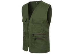 Colete Sem Mangas Com Múltiplas Bolsas Para Homem Pesca Caça Trekking Outdoor Gilet Jaqueta Verde Militar
