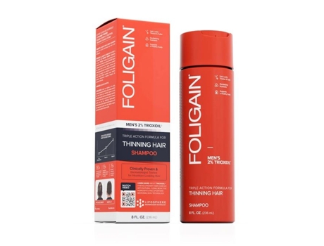 Shampoo Foligain Para Cabelo Fino Masculino, 8 Oz