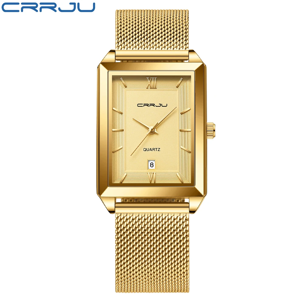 Relógio Masculino Quadrado com Exibição Automática de Dia e Data. MDUG (dourado)