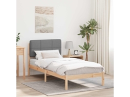Vidaxl Estrutura De Cama Com Cabeceira Estofada Cinzento-claro