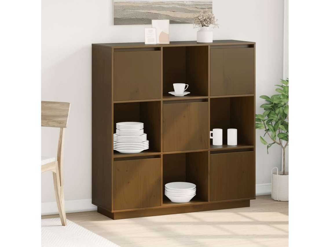 Aparador Alto 110,5x35x117 cm Pino Macizo Marrón Miel